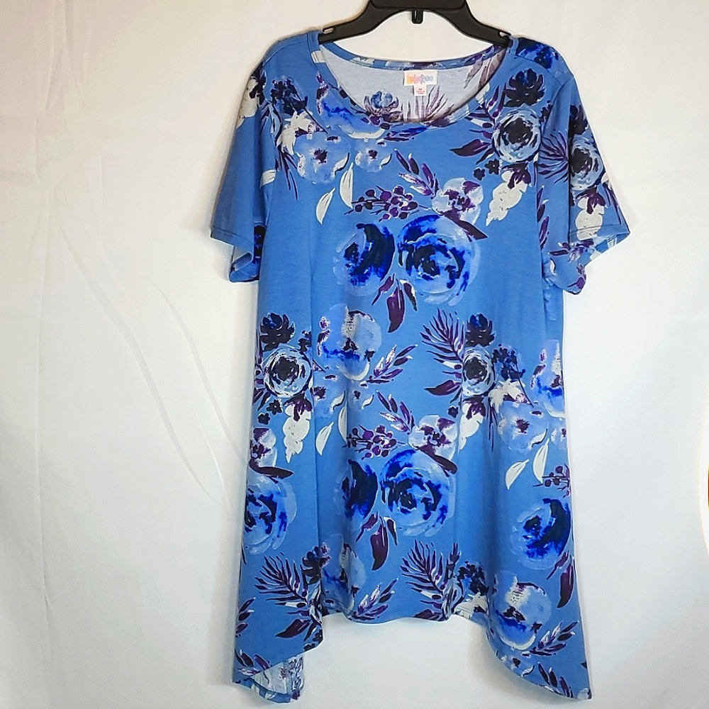 LuLaRoe Medium Blue Floral Blouse